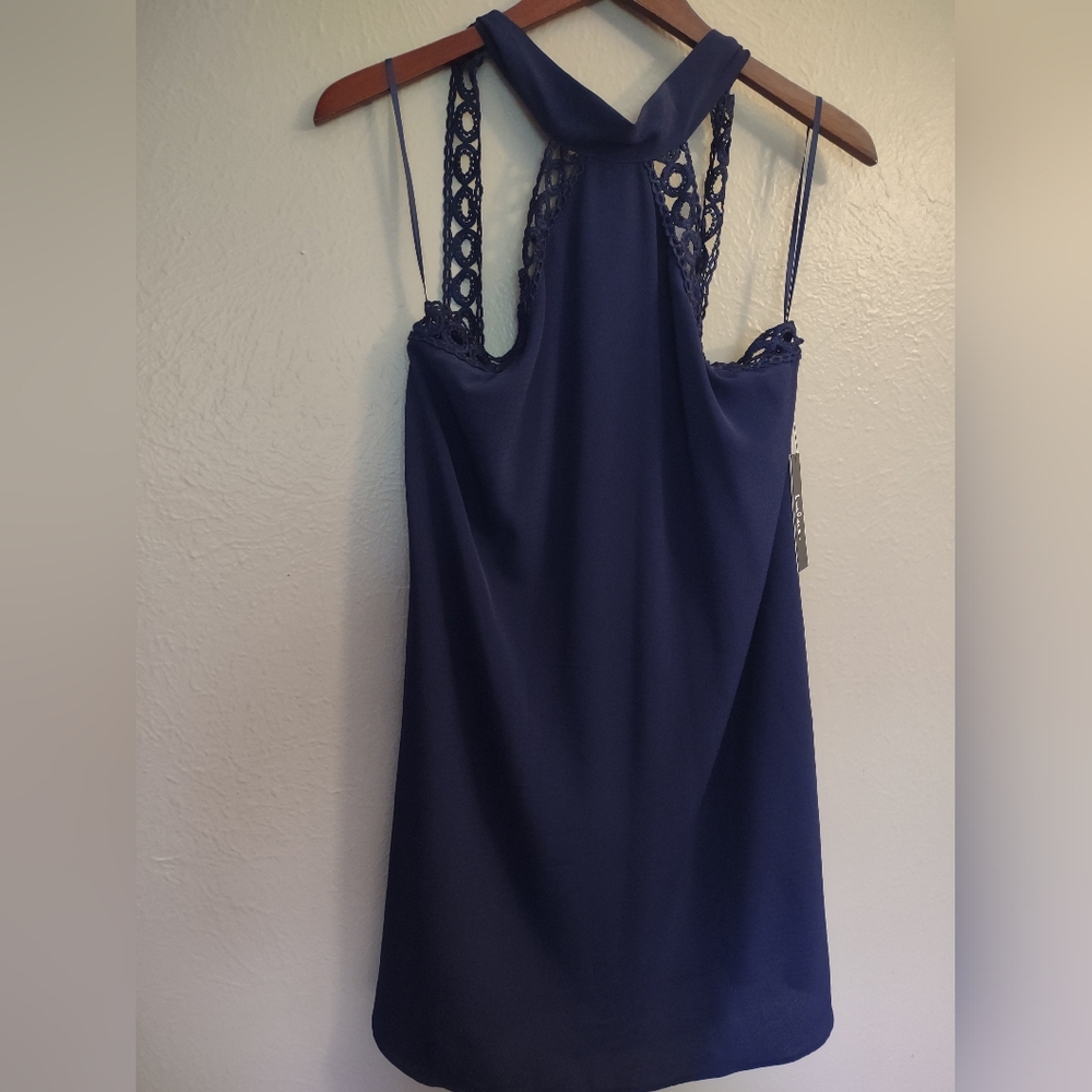 Lulus Any Sway, Shape, or Form Navy Blue Lace Halter Dress Size Large - Picture 5 of 13